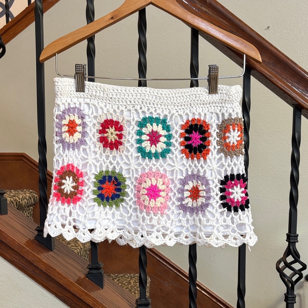 Colorful Crochet Mini Skirt